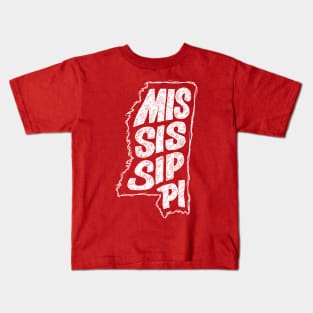 Mississippi (White Graphic) Kids T-Shirt